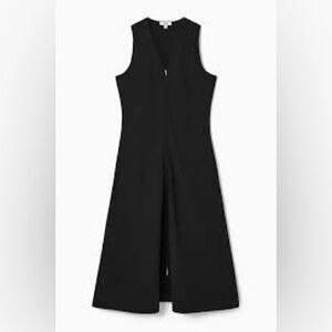 COS / L / Black Sleeveless Midi Dress With Full Body Front Zipper / Quiet Luxury